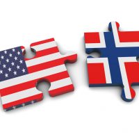 USA and Norway Flags on Puzzle